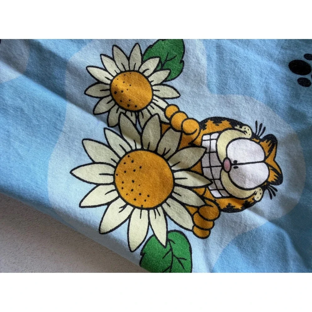 Vintage‎ Garfield Standard Pillowcase Blue Flower Heart Paw Print Odie